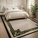 Elegant Gold Art Deco Border Area Rug