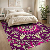 Purple Vibrant Purple Mandala Boho Area Rug