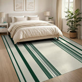 Green Ticking Stripe Area Rug
