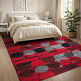 Geometric Modern Bold Red Geometric Circles Area Rug
