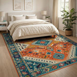Terracotta Teal Southwestern Area Rug