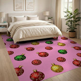 Festive Pink Christmas Ornament Pattern Rug
