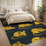 Playful Yellow Cartoon Mouse Area Rug