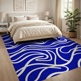 Abstract Area Blue and Teal Navy Blue Abstract Wave Area Rug