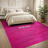 Vibrant Pink Striped Woven Area Rug