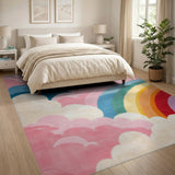 Whimsical Rainbow Cloud Kids Area Rug