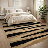 Beige Black Layered Horizon Area Rug