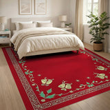 Festive Red Holly Bell Border Rug