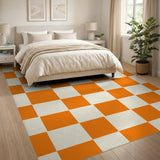 Geometric Modern Orange Checkered Geometric Area Rug