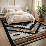 Southwestern Geometric Area Rug Black Grey Rust