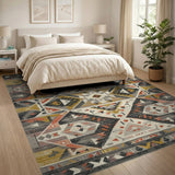 Southwestern Geometric Area Rug in Grey Multi Tones