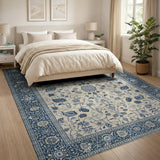 Indigo Floral Persian Area Rug