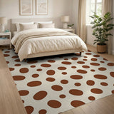 Brown Oval Spots on Beige Area Rug