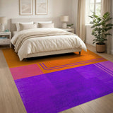 Vibrant Orange Purple Geometric Area Rug