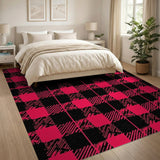 Pink Black Buffalo Check Distressed Vintage Area Rug