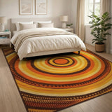 Orange Concentric Circle Geometric Area Rug