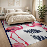 Pink Pink Flamingo Palm Leaf Area Rug