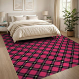 Pink Vibrant Pink Plaid Geometric Area Rug