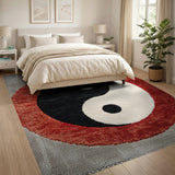 Red Border Yin-Yang Area Rug