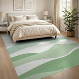 Mint Green Layered Hills Abstract Area Rug