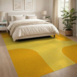 Vibrant Yellow Overlapping Geometric Shag Rug