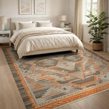 Terracotta Border Geometric Southwestern Area Rug