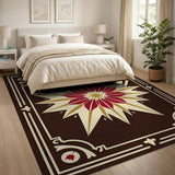 Red Gold Starburst Medallion Area Rug