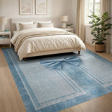 Distressed Blue Bow Vintage Area Rug