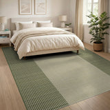 Olive Green and Beige Striped Woven Area Rug