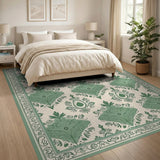 Green Ornate Green Persian Motif Area Rug