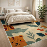 Cute Cartoon Tigers Jungle Friends Area Rug