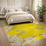 Floral Vintage Yellow Cherry Blossom Floral Area Rug