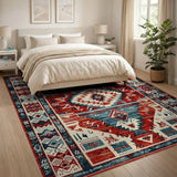 Bold Red Navajo Southwestern Area Rug