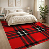 Plaid Red Bold Red Black Plaid Area Rug