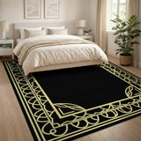 Art Deco Gold Border Geometric Area Rug