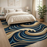 Navy Ocean Wave Area Rug