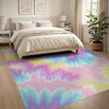 Vibrant Multi-Color Burst Washable Area Rug