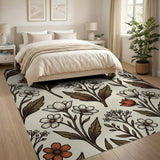 Beige Wildflower Floral Pattern Area Rug