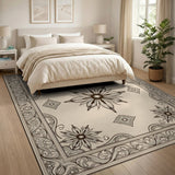 Traditional Persian Beige and Neutral Ornate Beige Floral Medallion Area Rug