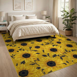 Yellow Sunflower Bloom Yellow Area Rug