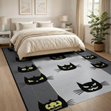Spooky Black Cat Bat Halloween Area Rug