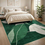 Green Emerald Green Abstract Leaf Area Rug