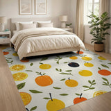 Whimsical Citrus Orchard Fruit Area Rug