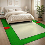 Green Border Area Rug with Red Accents