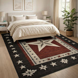 Bold Red Star Southwestern Area Rug