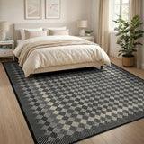 Black and White Bold Black White Diamond Grid Area Rug