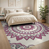 Ornate Pink Mandala Boho Area Rug