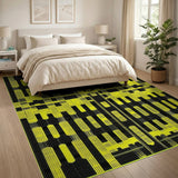 Bold Yellow Geometric Grid Modern Area Rug