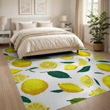 Fruit Pattern Yellow Sunny Lemon Slice Fruit Pattern Area Rug