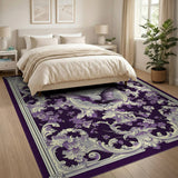 Purple Ornate Floral Bat Area Rug
